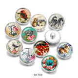 20MM  bird  Dragonfly  an crown  Print   glass  snaps buttons