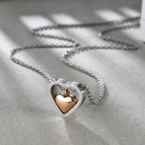 55CM chain Fashion double love stainless steel necklace