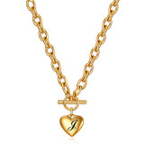 46CM chain Stainless Steel Necklace 18K Gold Stainless Steel Love Letter Necklace Heart Pendant
