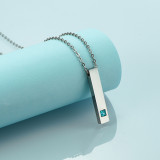 46CM chain Simple square cylinder stainless steel pendant necklace with zircon