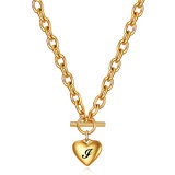 46CM chain Stainless Steel Necklace 18K Gold Stainless Steel Love Letter Necklace Heart Pendant