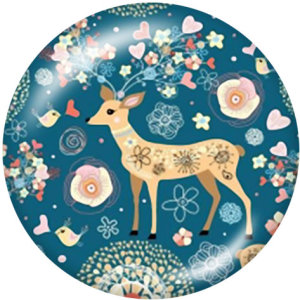 20MM  Flower  love  Print   glass  snaps buttons