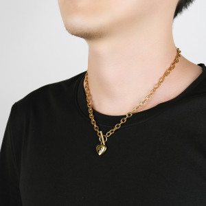 46CM chain Stainless Steel Necklace 18K Gold Stainless Steel Love Letter Necklace Heart Pendant