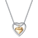 55CM chain Fashion double love stainless steel necklace