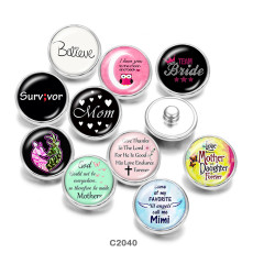 20MM   MOM  Cross   Print   glass  snaps buttons