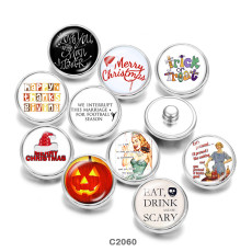 20MM  Christmas   Print   glass  snaps buttons