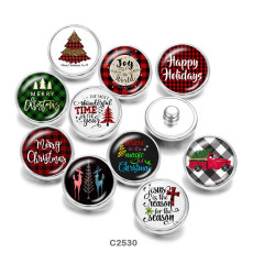 20MM  Christmas    Print   glass  snaps buttonsgirl
