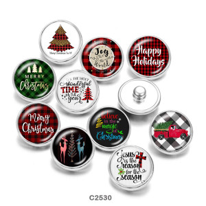 20MM  Christmas    Print   glass  snaps buttonsgirl