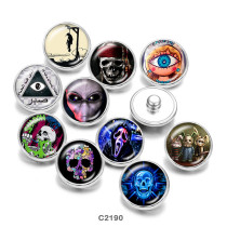 20MM  eye   skull   Print   glass  snaps buttons