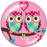 20MM  Cartoon  girl  Owl  Print   glass  snaps buttons
