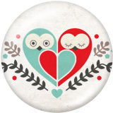 20MM  Cartoon  girl  Owl  Print   glass  snaps buttons