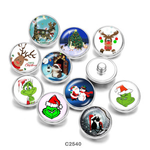 20MM  christmas  Cat  Deer  Print   glass  snaps buttonsgirl