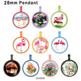 10pcs/lot  Flamingo   glass  picture printing products of various sizes  Fridge magnet cabochon