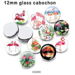 10pcs/lot  Flamingo   glass  picture printing products of various sizes  Fridge magnet cabochon