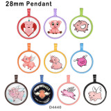 10pcs/lot  Cartoon  pig  glass picture printing products of various sizes  Fridge magnet cabochon