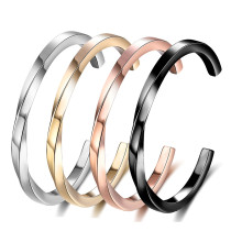 Stainless Steel C-shaped Twisted Open Bracelet Couple Bracelet