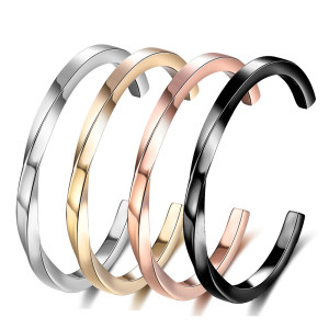 Stainless Steel C-shaped Twisted Open Bracelet Couple Bracelet