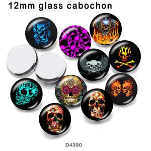 10pcs/lot  skull   glass picture printing products of various sizes  Fridge magnet cabochon