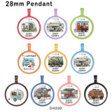 10pcs/lot  Happy Camper  BUS  glass picture printing products of various sizes  Fridge magnet cabochon