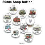10pcs/lot  Happy Camper  BUS  glass picture printing products of various sizes  Fridge magnet cabochon