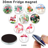 10pcs/lot   Flamingo   glass picture printing products of various sizes  Fridge magnet cabochon