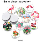 10pcs/lot   Flamingo   glass picture printing products of various sizes  Fridge magnet cabochon