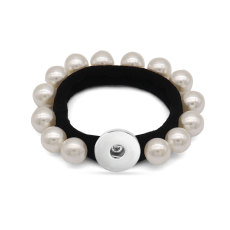 1 buttons Elastic pearl bracelet  hair jewelry elastic bands for little girls Children  fit 20mm snaps button jewelry