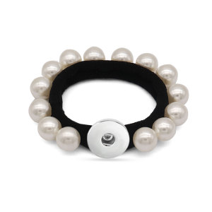 1 buttons Elastic pearl bracelet  hair jewelry elastic bands for little girls Children  fit 20mm snaps button jewelry