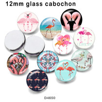 10pcs/lot   Flamingo   glass picture printing products of various sizes  Fridge magnet cabochon