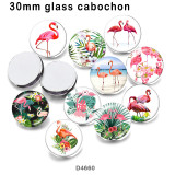 10pcs/lot   Flamingo   glass picture printing products of various sizes  Fridge magnet cabochon