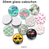 10pcs/lot   Flamingo   glass picture printing products of various sizes  Fridge magnet cabochon