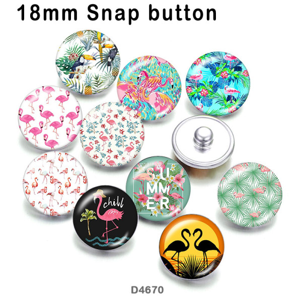 10pcs/lot   Flamingo   glass picture printing products of various sizes  Fridge magnet cabochon