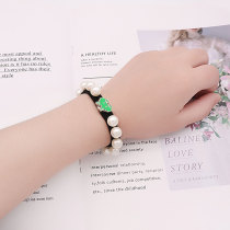 1 buttons Elastic pearl bracelet to tie the hair and elastic bands for little girls' wrists type Bracelet  fit 12mm snaps chunks