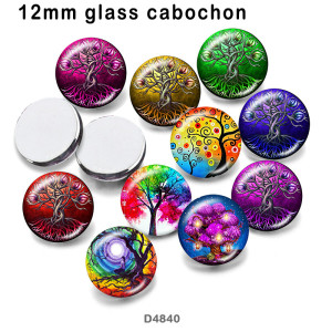 10pcs/lot  color  tree  glass picture printing products of various sizes  Fridge magnet cabochon