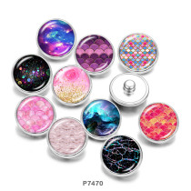 20MM  Pretty  Pattern  Print   glass  snaps buttons Beach Ocean