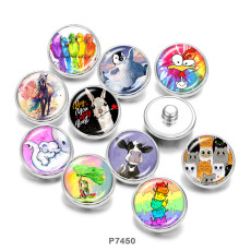 20MM  frog  bird  Horse  Print   glass  snaps buttons