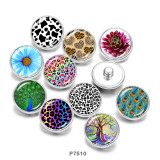 20MM Flower  Peacock  Print   glass  snaps buttons