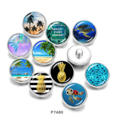 20MM sea turtle  pineapple  Print   glass  snaps buttons Beach Ocean