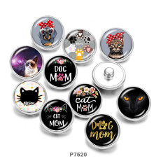 20MM  Cat  MOM  Print   glass  snaps buttons