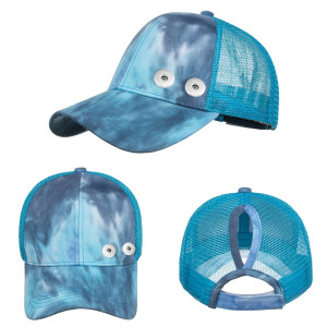 Tie-dye ponytail net cap baseball cap for men and women couples fit 18mm snap button beige snap button jewelry