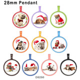 10pcs/lot  Christmas  Cat Dog  glass picture printing products of various sizes  Fridge magnet cabochon