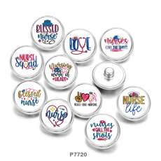 20MM Nurse  love  Print  glass  snaps buttons