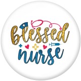 20MM Nurse  love  Print  glass  snaps buttons