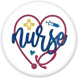 20MM Nurse  love  Print  glass  snaps buttons