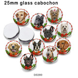 10pcs/lot  Christmas Cat Dog  glass picture printing products of various sizes  Fridge magnet cabochon