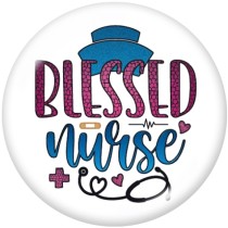 20MM Nurse  love  Print  glass  snaps buttons