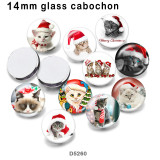 10pcs/lot  Christmas Cat Dog  glass picture printing products of various sizes  Fridge magnet cabochon