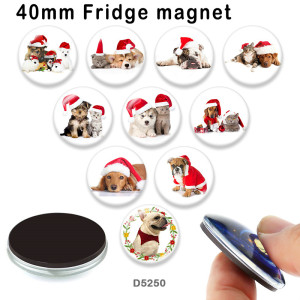 10pcs/lot  Christmas  Cat Dog  glass picture printing products of various sizes  Fridge magnet cabochon