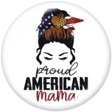 20MM Peace Love Independence Day  MOM USA  Print  glass  snaps buttons