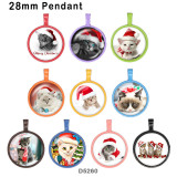 10pcs/lot  Christmas Cat Dog  glass picture printing products of various sizes  Fridge magnet cabochon
